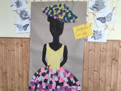 Jarmila, paní jara - textilní koláž