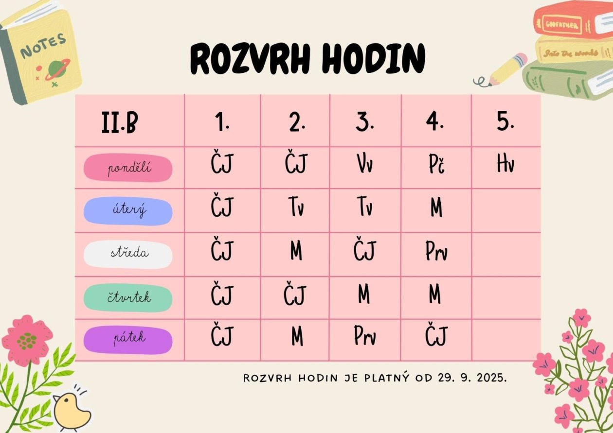 Změna rozvrhu!