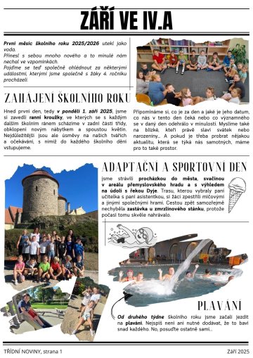 Třídní plátek 4.A - ohlédnutí za měsícem září 2025