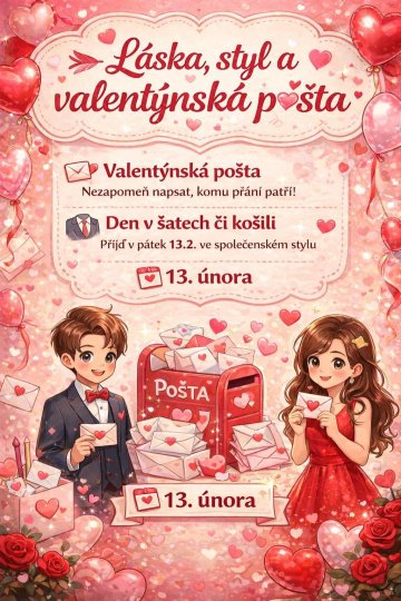 Valentýnská pošta a den v šatech či košili